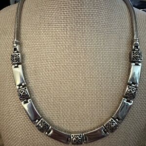 Brighton Tribeca Solid Rectangle Bar Square Link Collar Choker Necklace